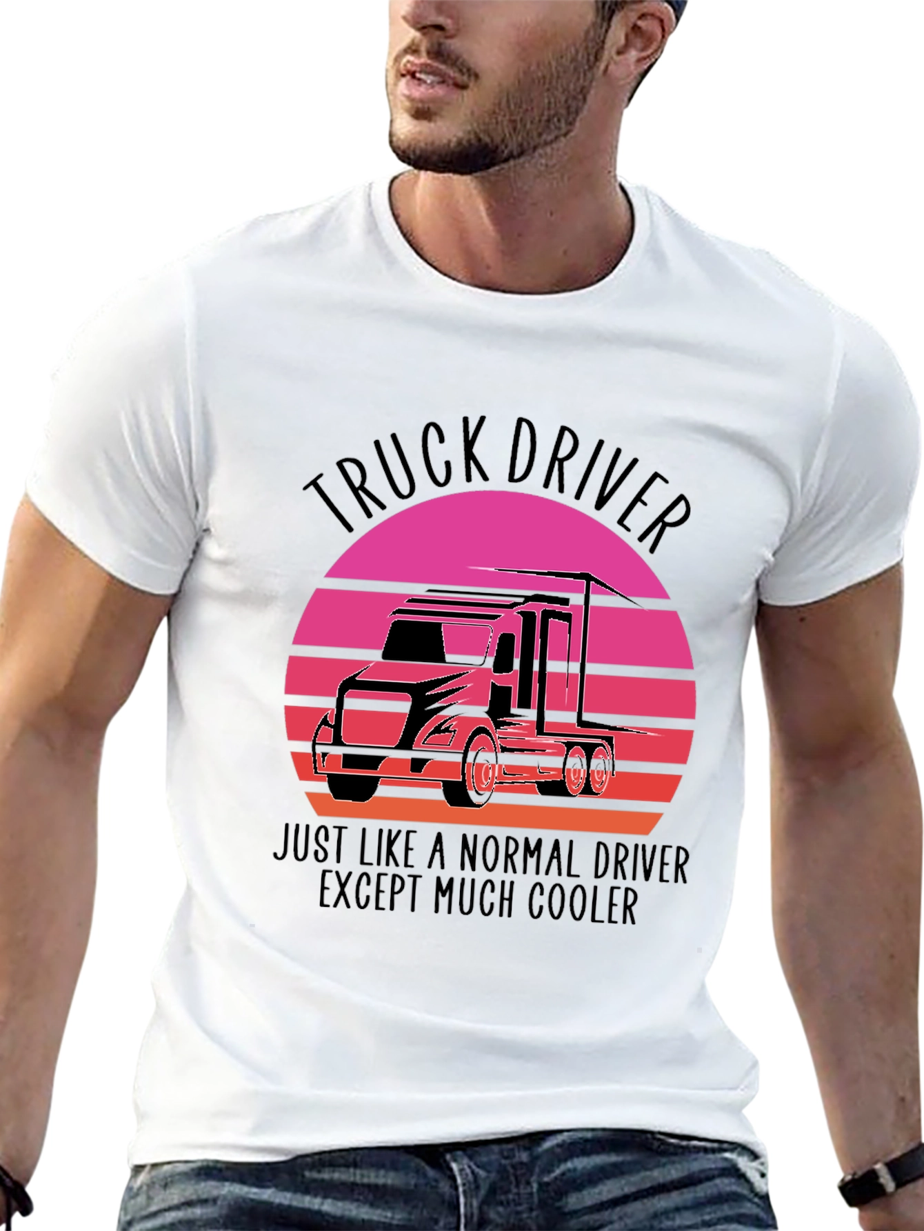 Truck Driver Sunset Graphic Tee - Cool Driver T-Shirt