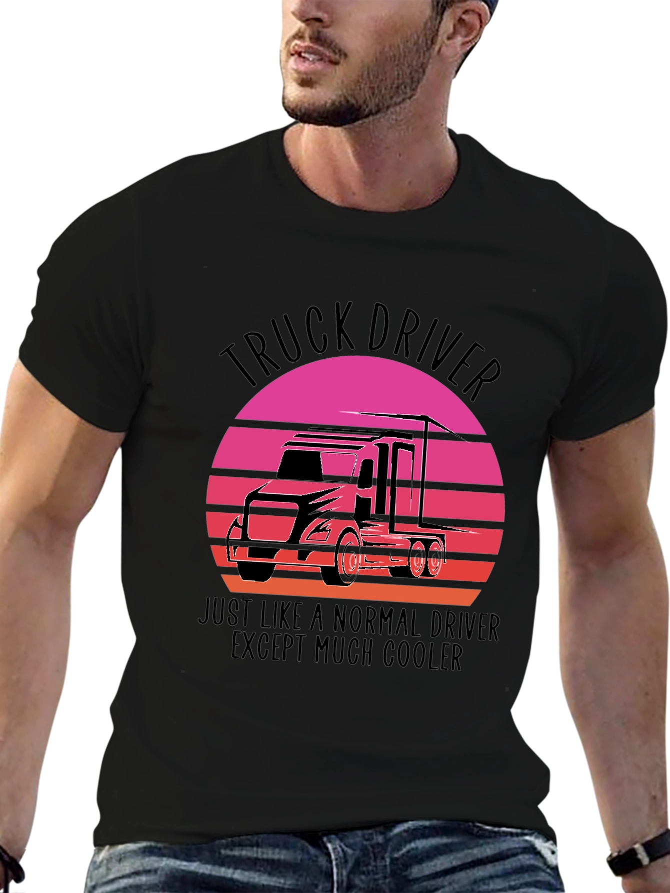 Truck Driver Sunset Graphic Tee - Cool Driver T-Shirt