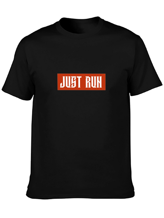 Just Run Black T-Shirt - Motivational Fitness Apparel