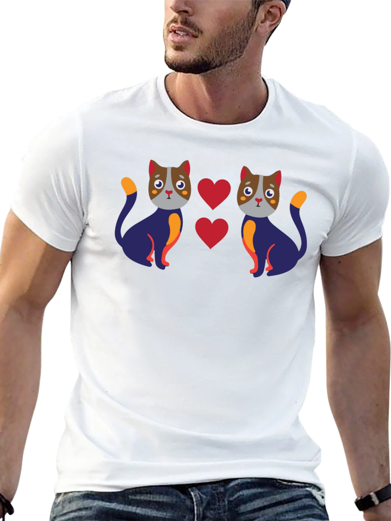 Cute Cat Lover Graphic Tee - Black