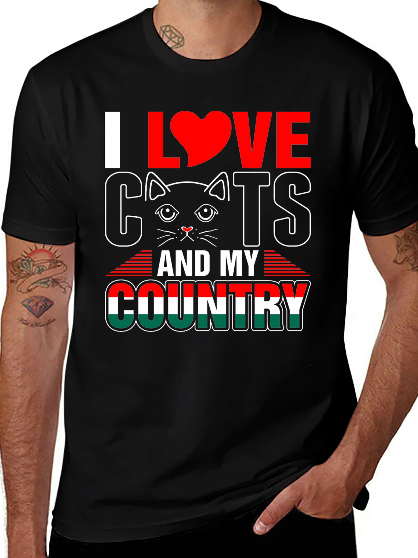 I Love Cats and My Country Graphic T-Shirt