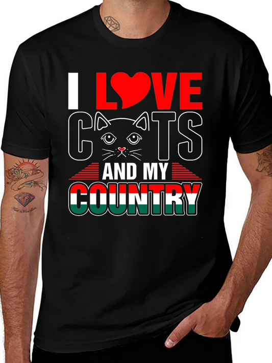 I Love Cats and My Country Graphic T-Shirt