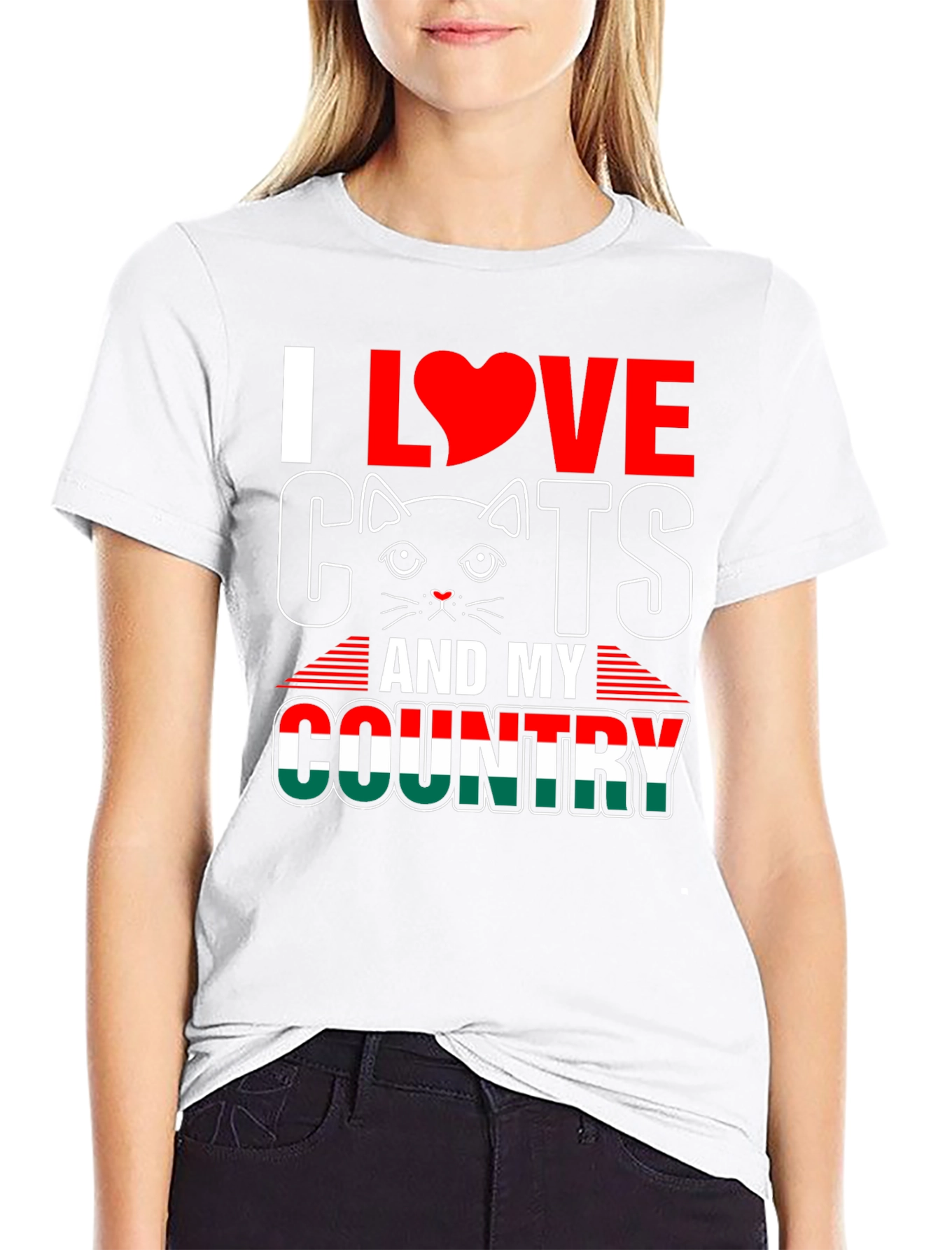 I Love Cats and My Country Graphic T-Shirt