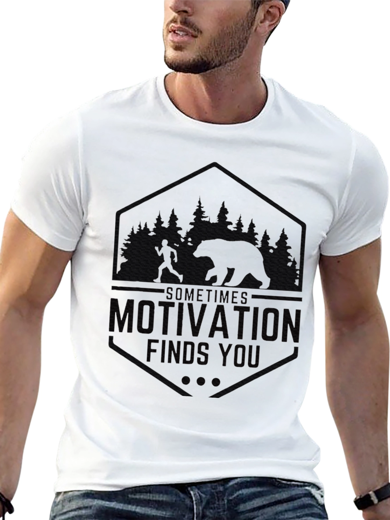 Motivation Finds You Black Graphic Tee