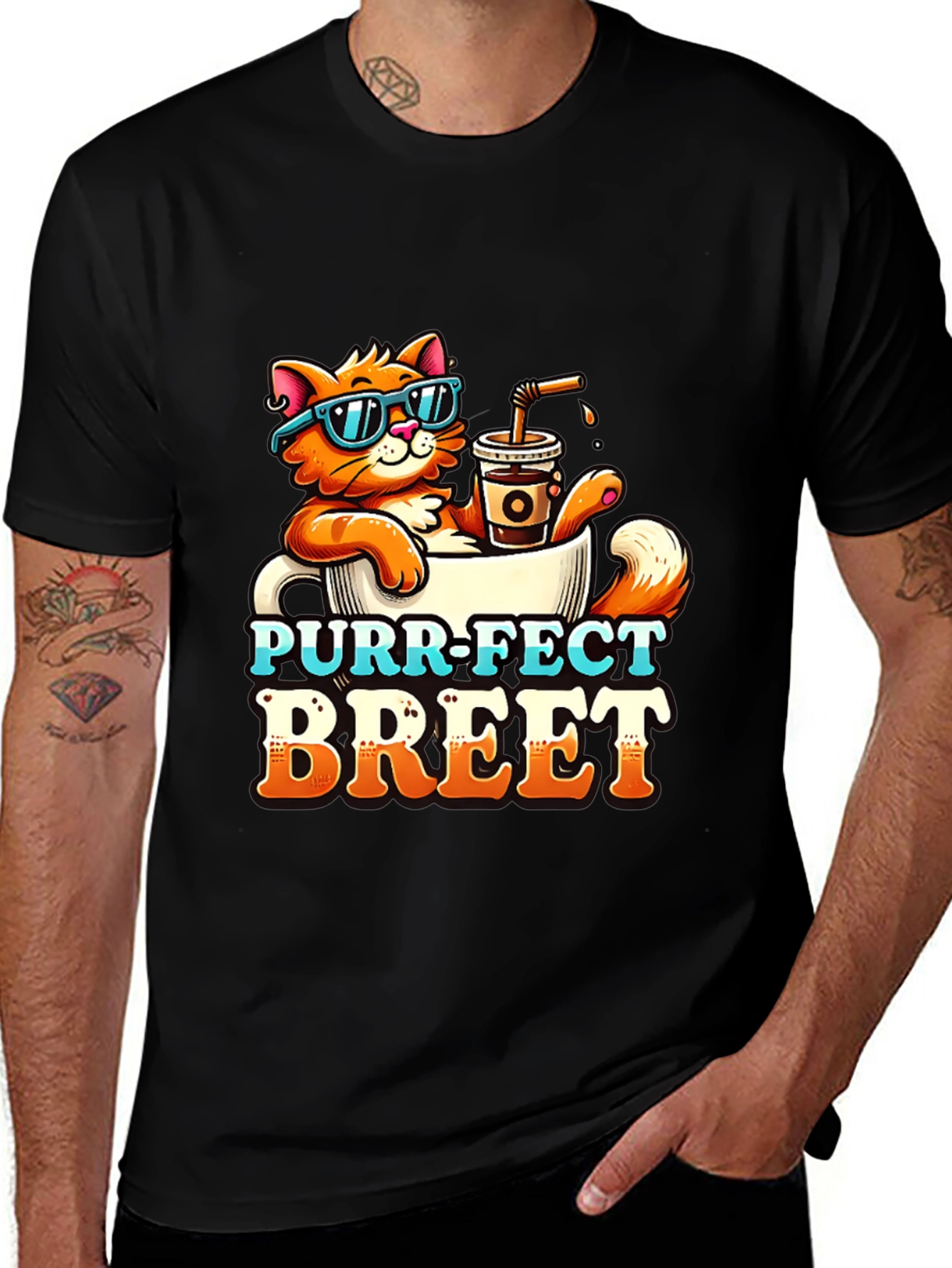 Purr-Fect Brew T-Shirt: Cat Coffee Lover Tee