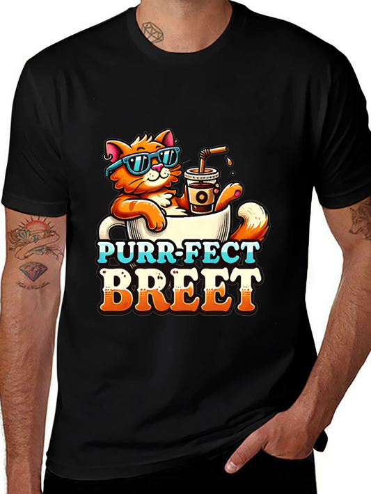 Purr-Fect Brew T-Shirt: Cat Coffee Lover Tee