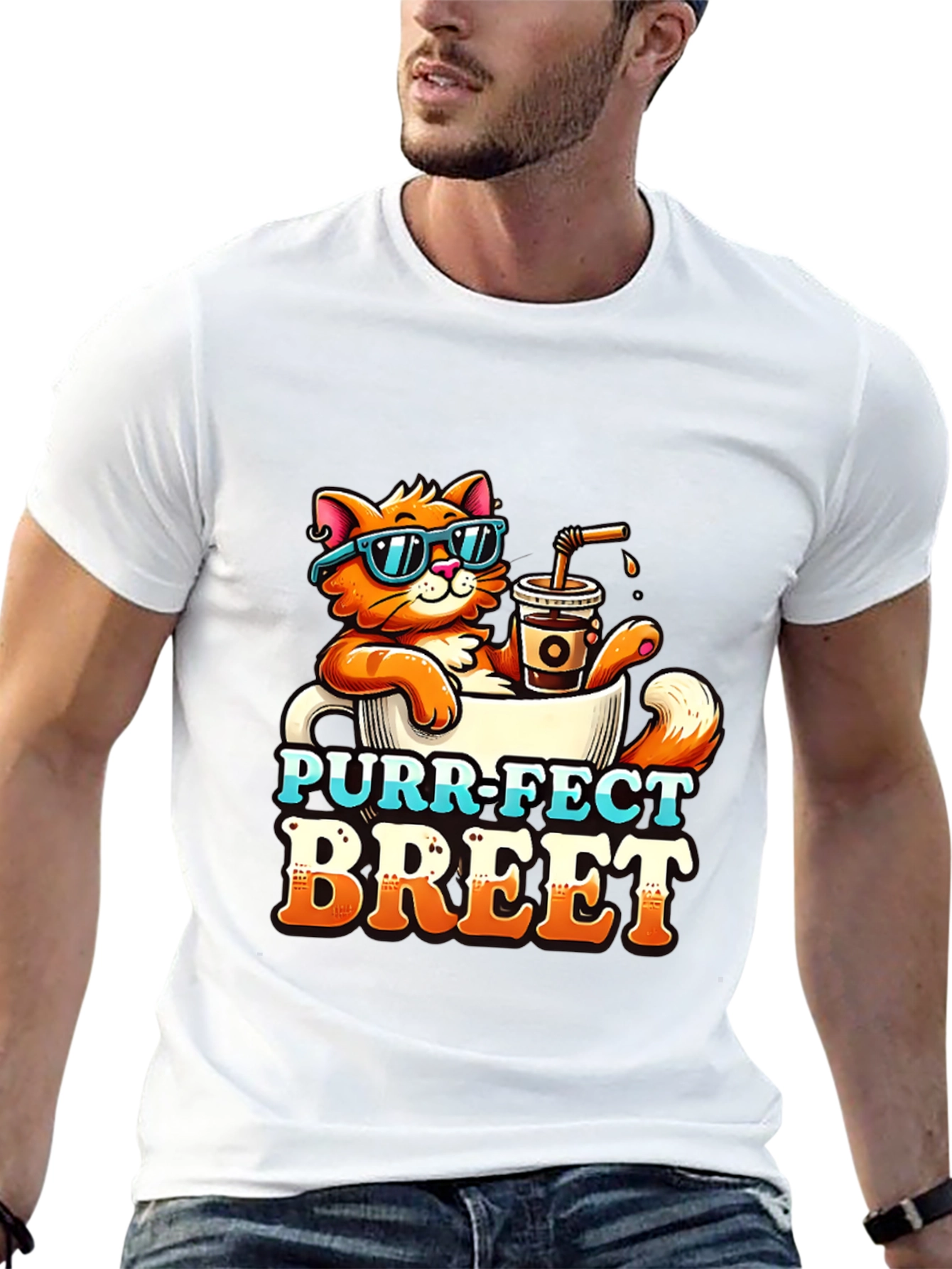 Purr-Fect Brew T-Shirt: Cat Coffee Lover Tee