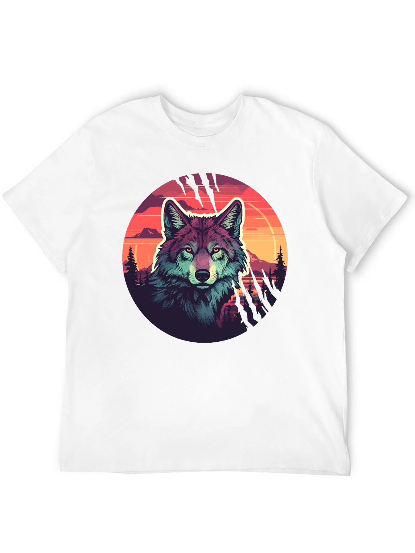 Wolf Graphic Tee - Sunset Design Black T-Shirt