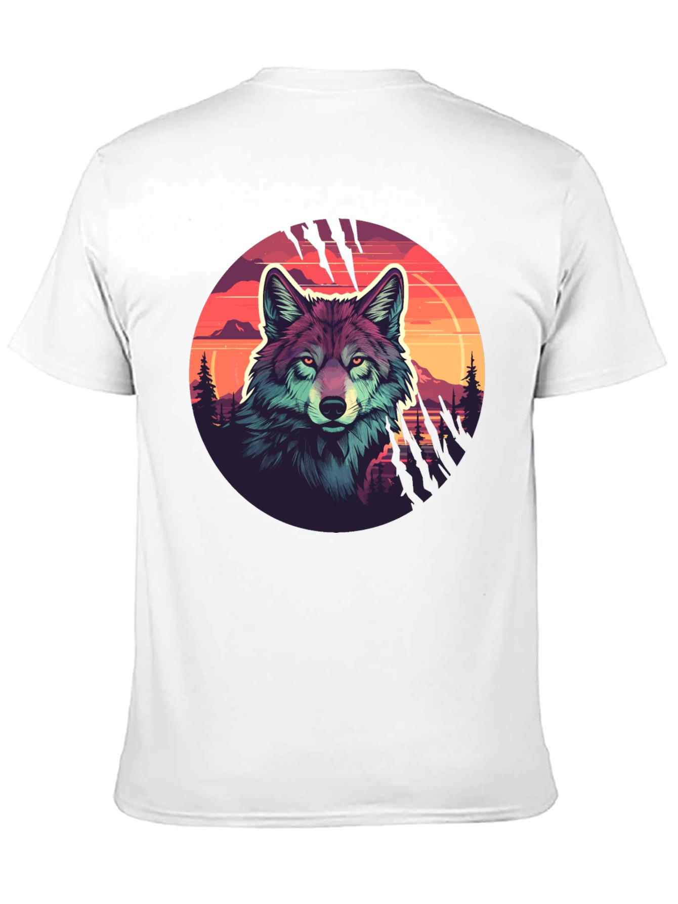 Wolf Graphic Tee - Sunset Design Black T-Shirt