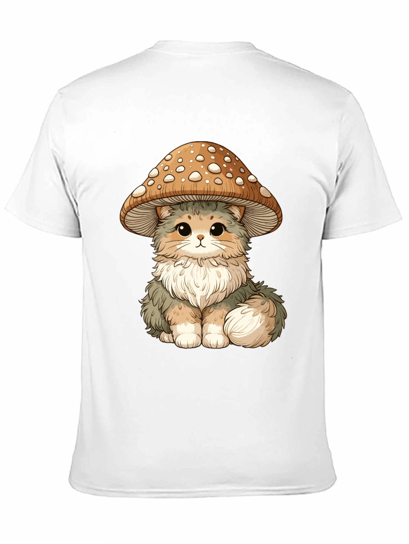 Mushroom Cat T-Shirt - Black Cotton Graphic Tee