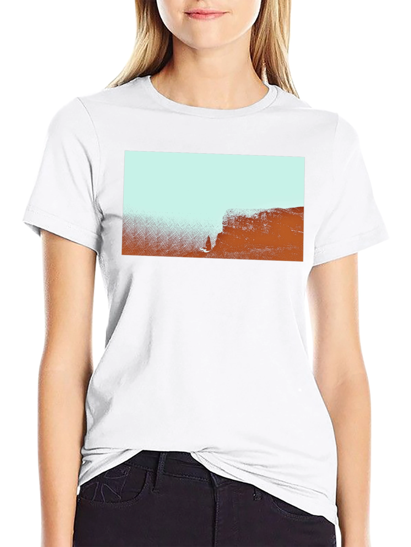 Abstract Landscape Graphic Tee - Black