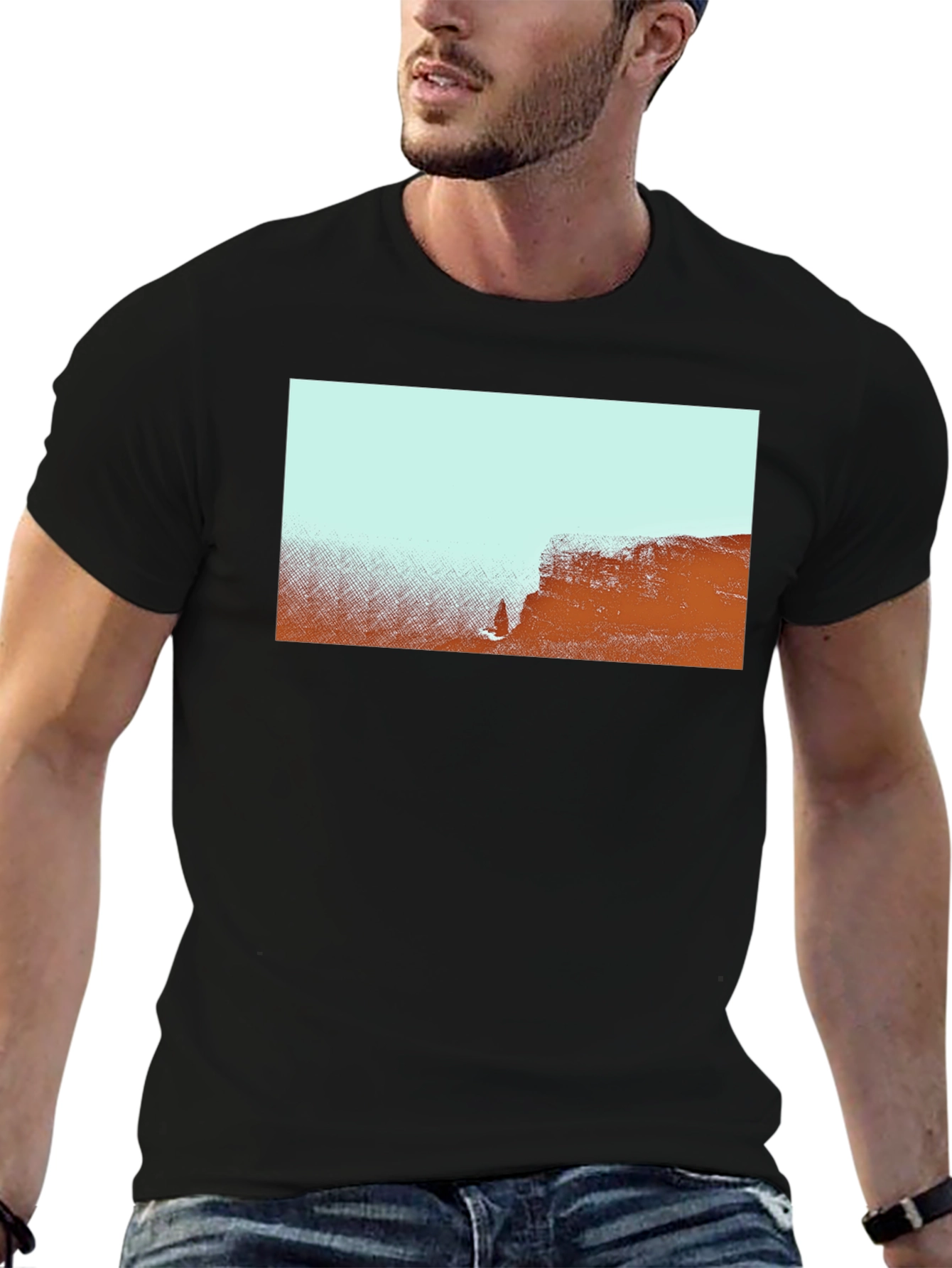 Abstract Landscape Graphic Tee - Black