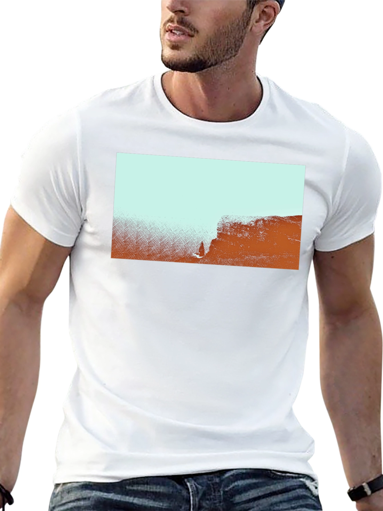 Abstract Landscape Graphic Tee - Black