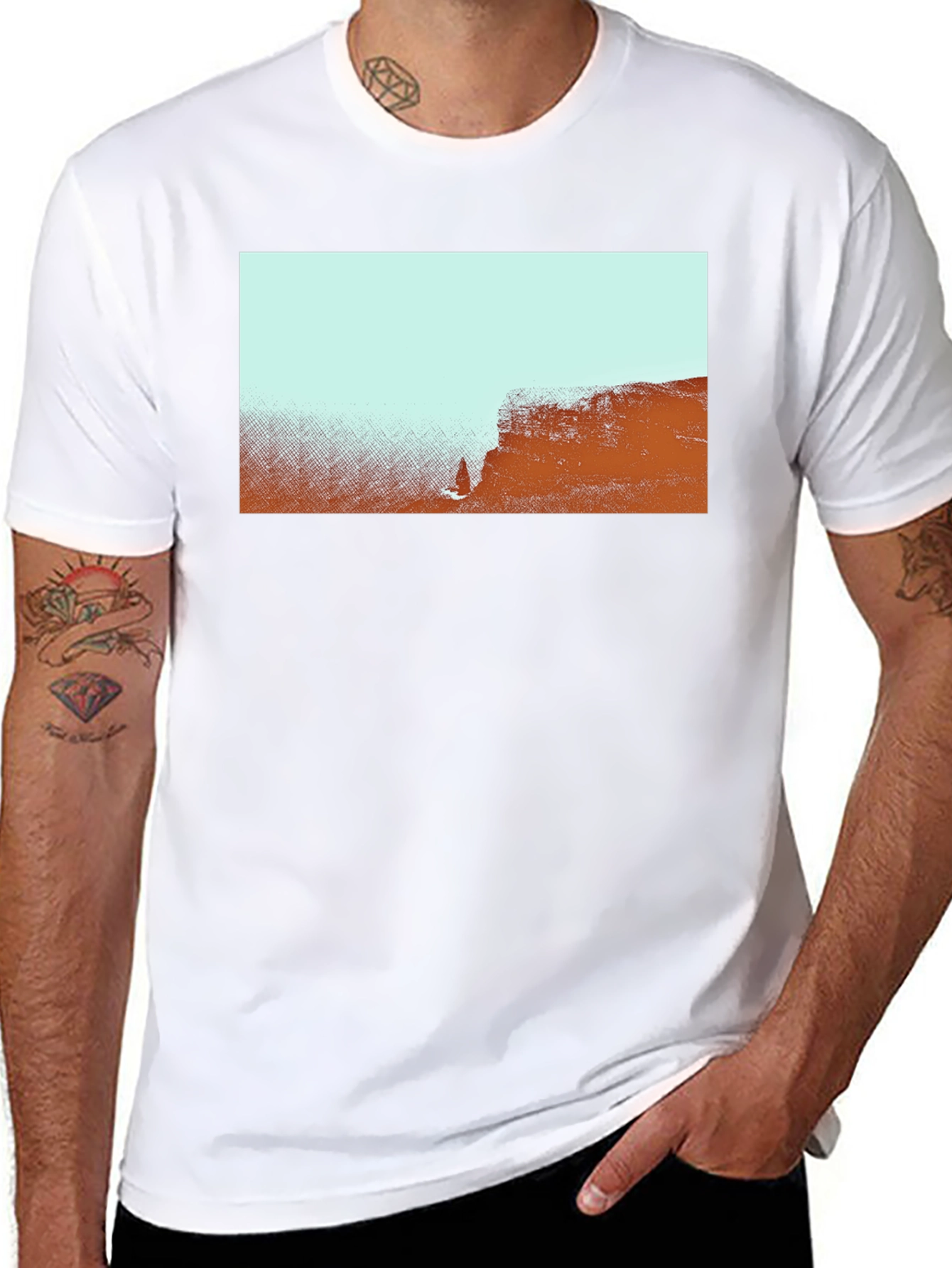 Abstract Landscape Graphic Tee - Black