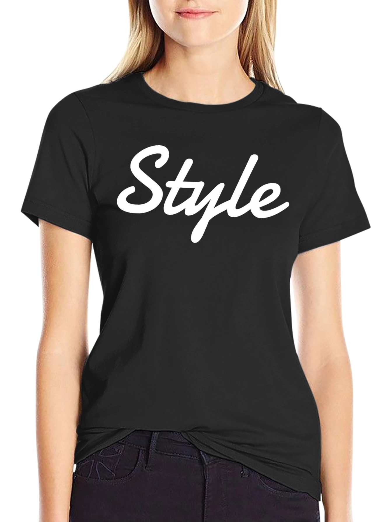 Stylish Black T-Shirt - Style White Text