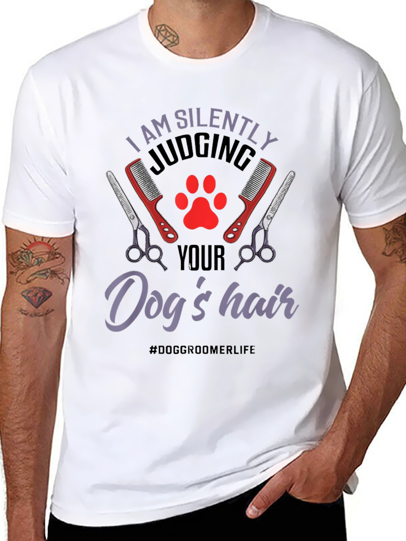 Dog Groomer T-Shirt - Silently Judging Your Dogs Hair