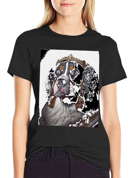 Royal Dog Graphic Tee - Black Cotton T-Shirt