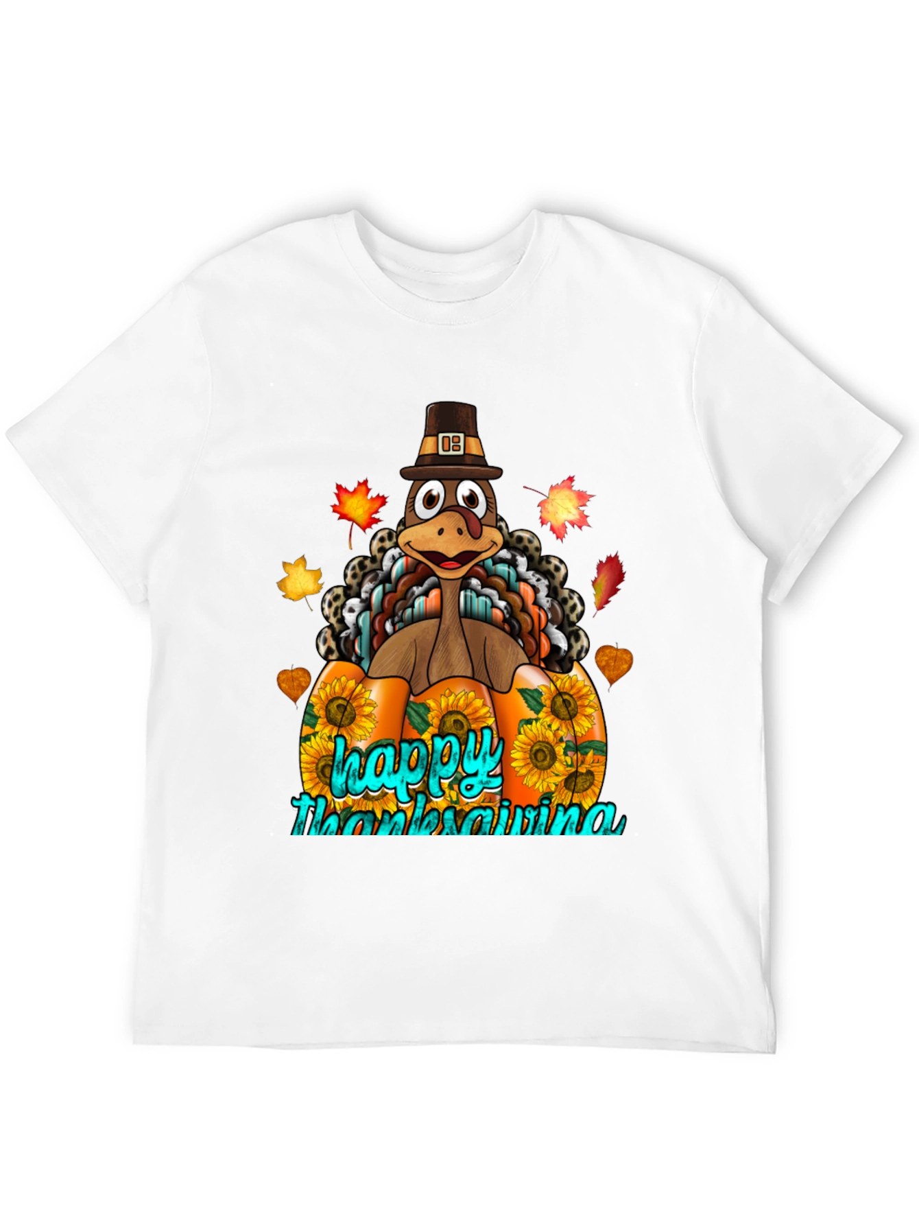 Thanksgiving Turkey Pumpkin Graphic T-Shirt