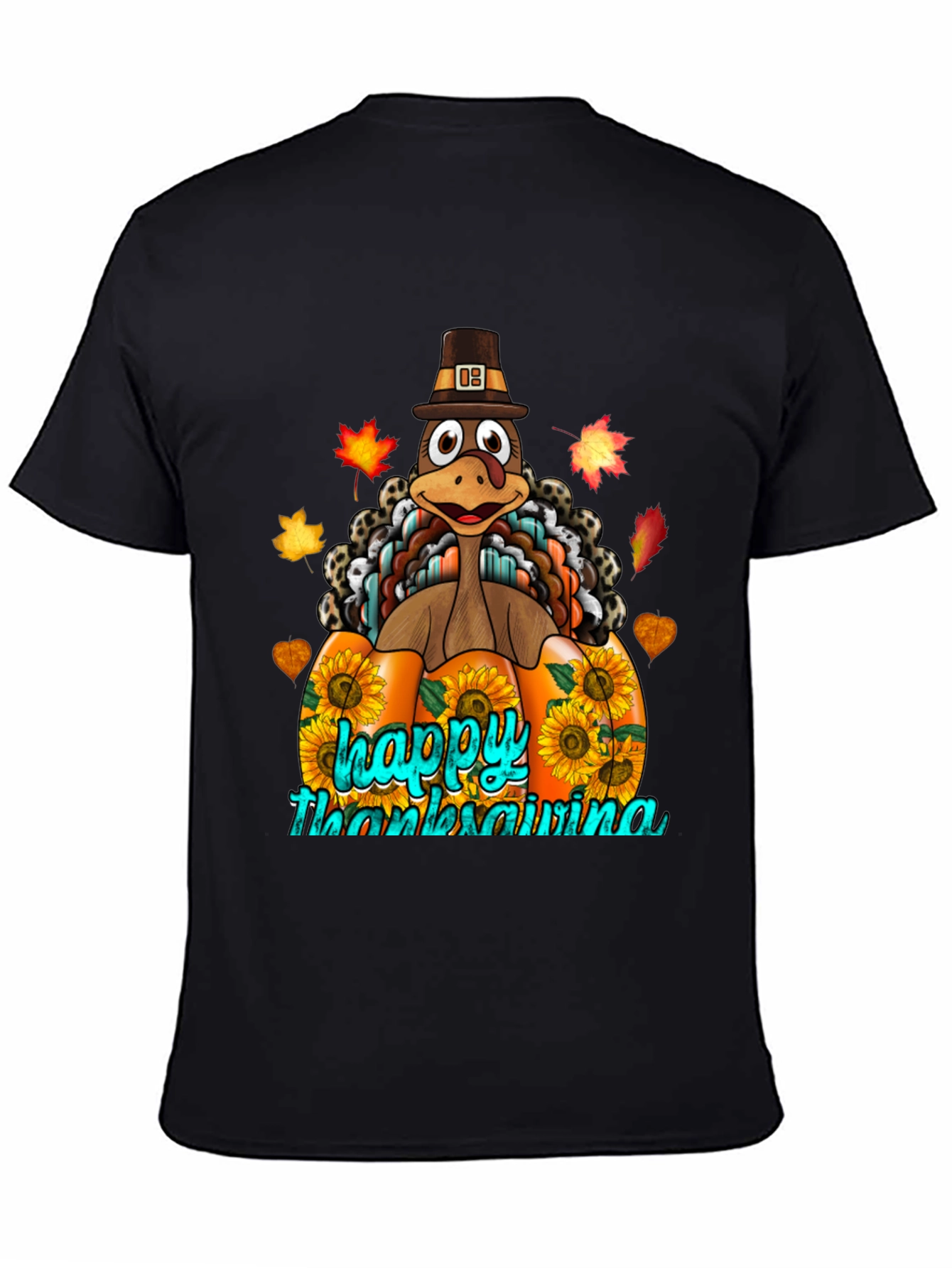 Thanksgiving Turkey Pumpkin Graphic T-Shirt