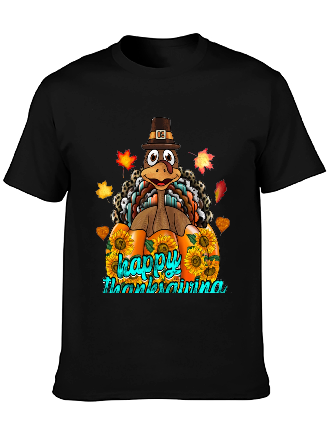 Thanksgiving Turkey Pumpkin Graphic T-Shirt