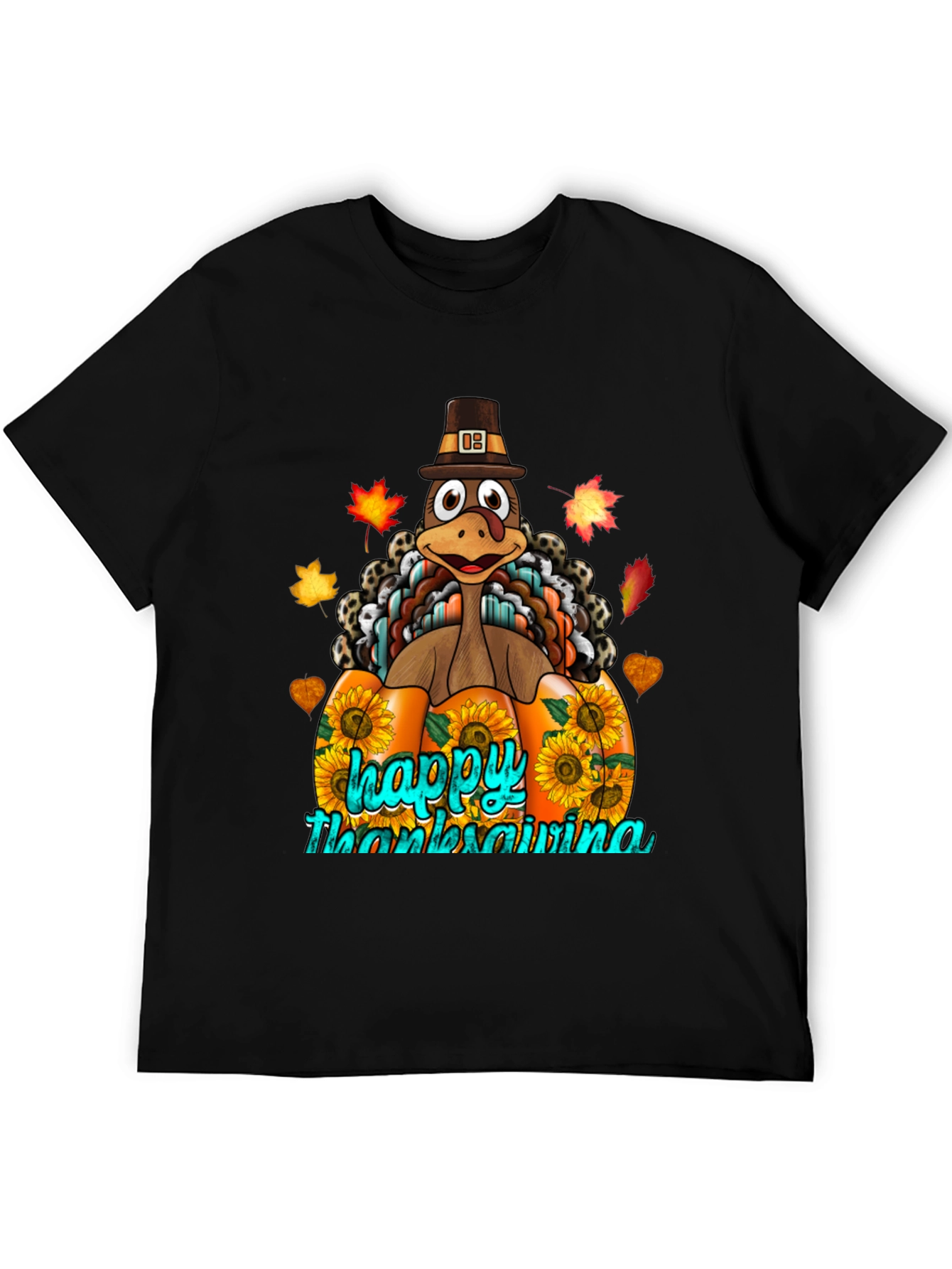Thanksgiving Turkey Pumpkin Graphic T-Shirt