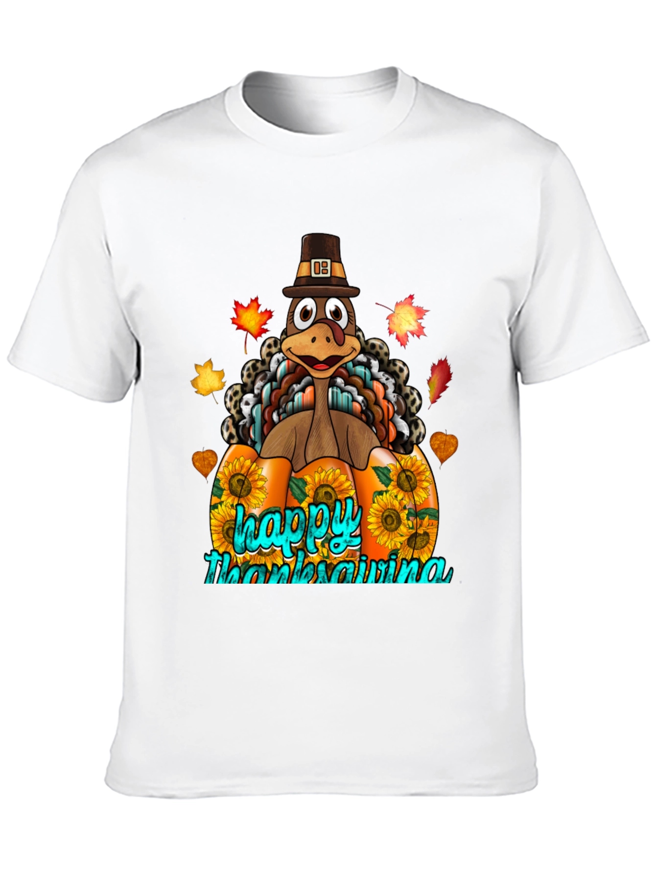 Thanksgiving Turkey Pumpkin Graphic T-Shirt