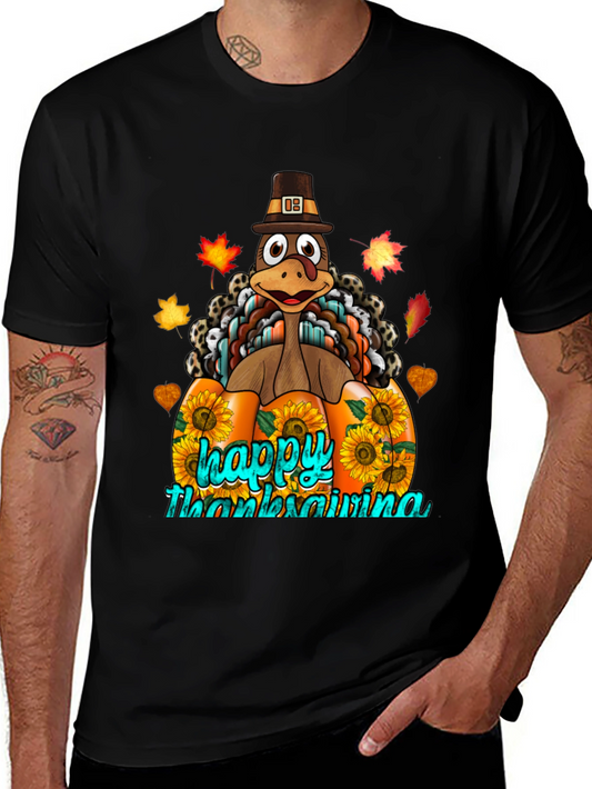 Thanksgiving Turkey Pumpkin Graphic T-Shirt