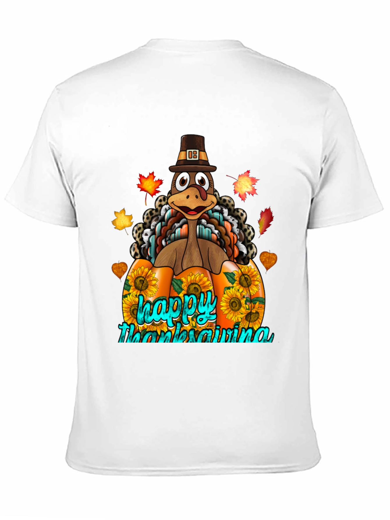 Thanksgiving Turkey Pumpkin Graphic T-Shirt
