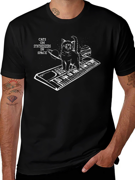 Cats on Synthesizers in Space Graphic T-Shirt