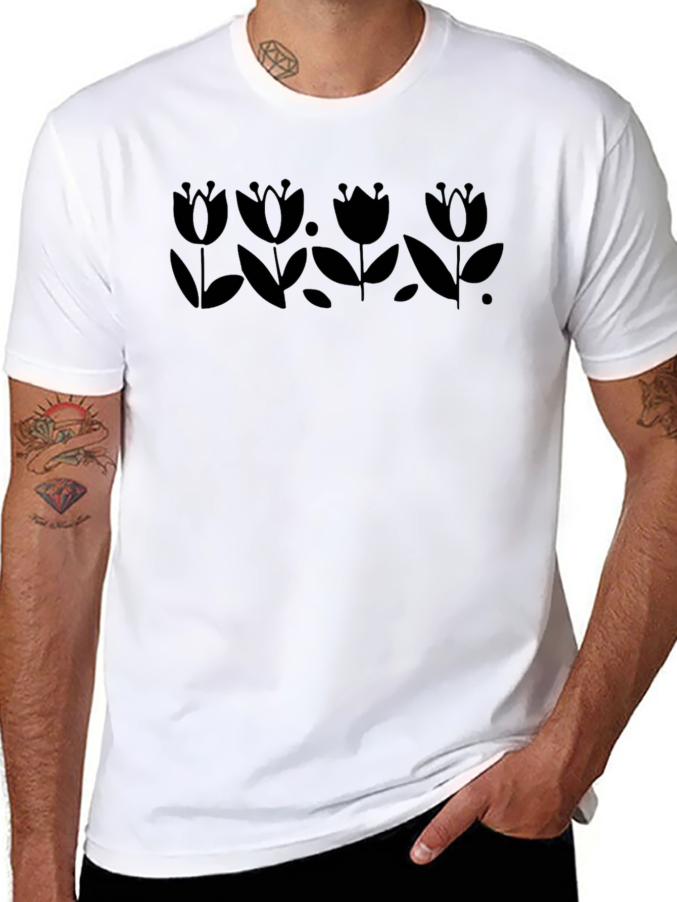 Black Tulip Graphic Tee - Stylish & Unique Design