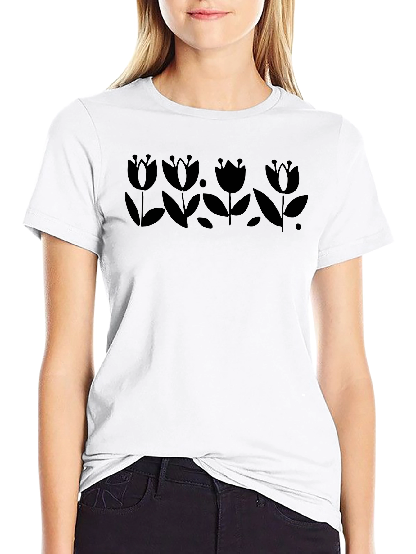 Black Tulip Graphic Tee - Stylish & Unique Design