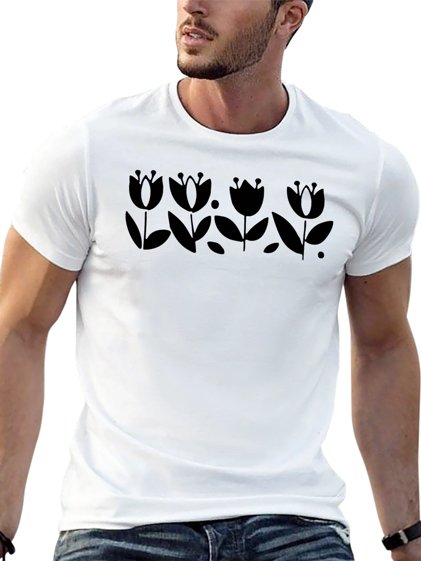 Black Tulip Graphic Tee - Stylish & Unique Design
