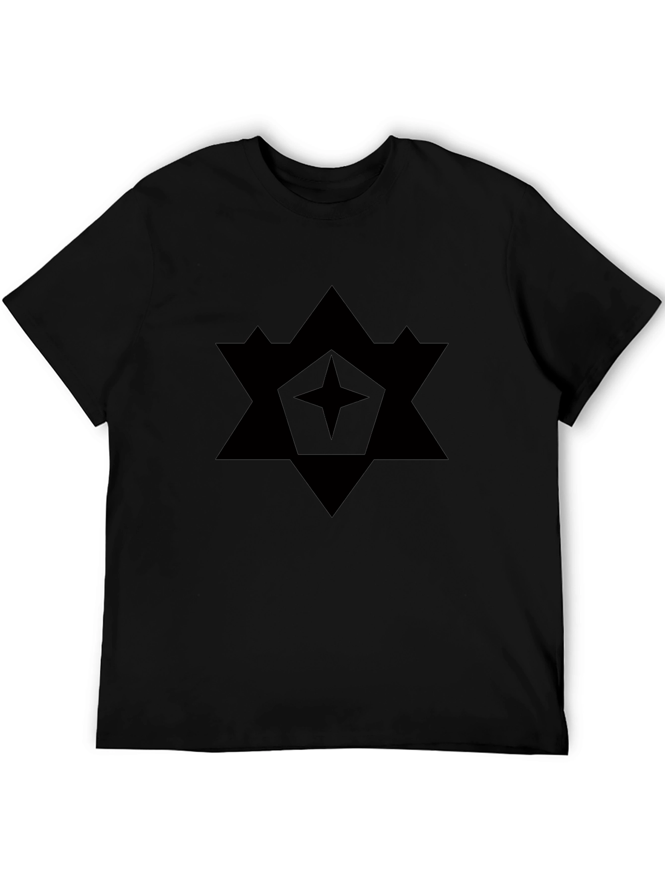 Geometric Star Graphic Black T-Shirt
