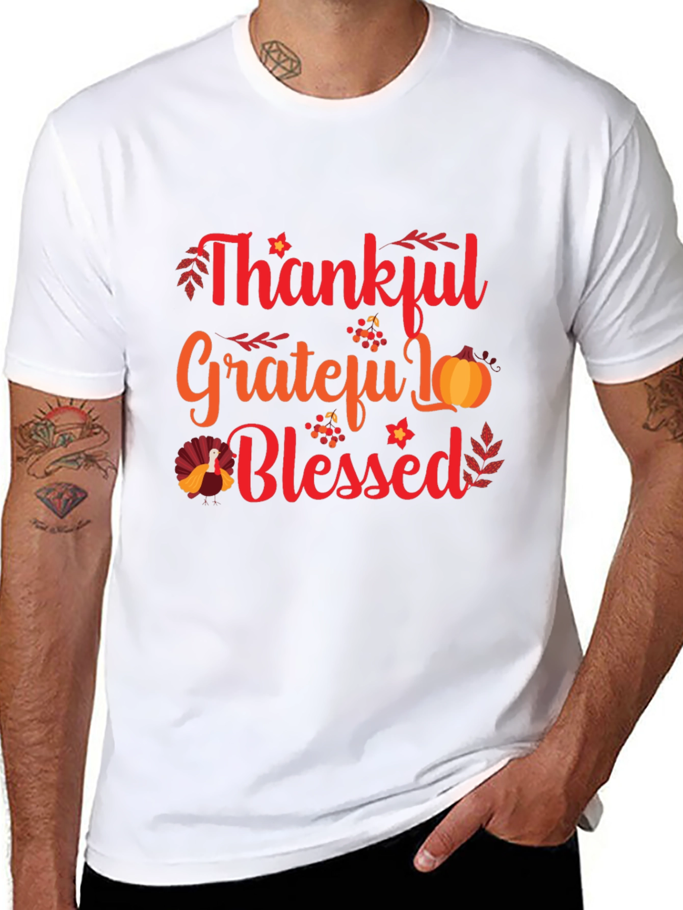 Thankful Grateful Blessed Thanksgiving T-Shirt