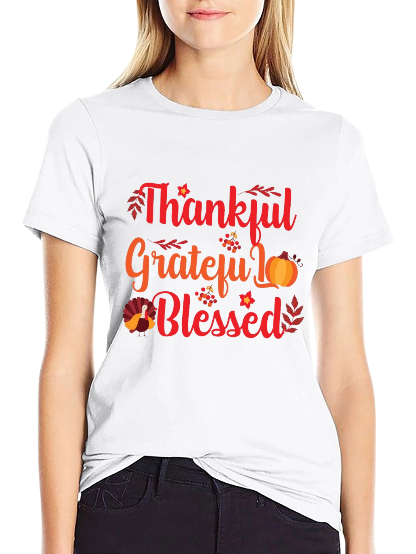 Thankful Grateful Blessed Thanksgiving T-Shirt