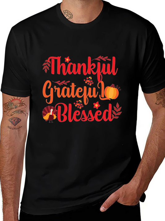 Thankful Grateful Blessed Thanksgiving T-Shirt