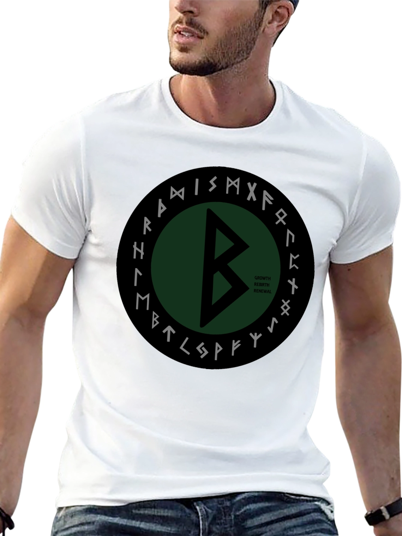 Viking Rune Circle Graphic Tee - Growth Rebirth Renewal