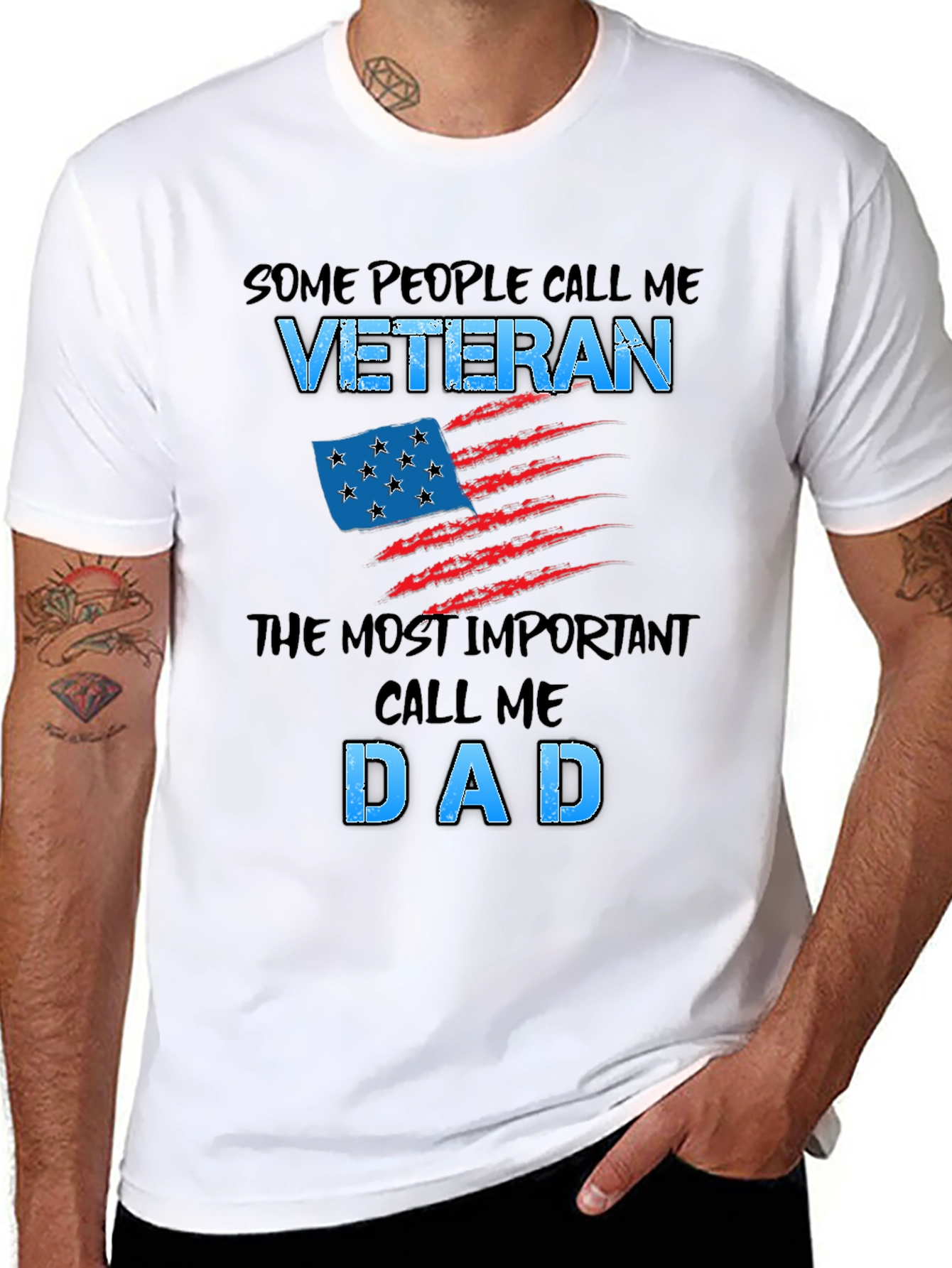 Veteran Dad T-Shirt - Patriotic Gift for Fathers