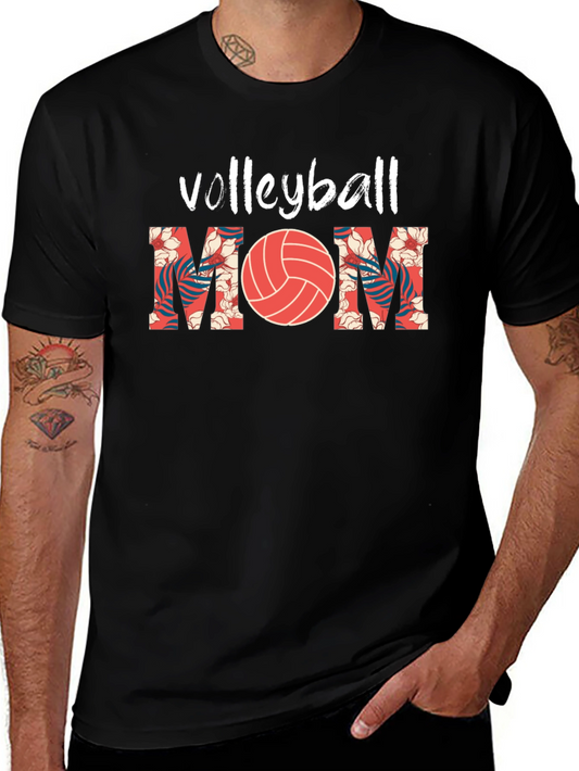 Volleyball Mom Graphic Tee - Floral Design