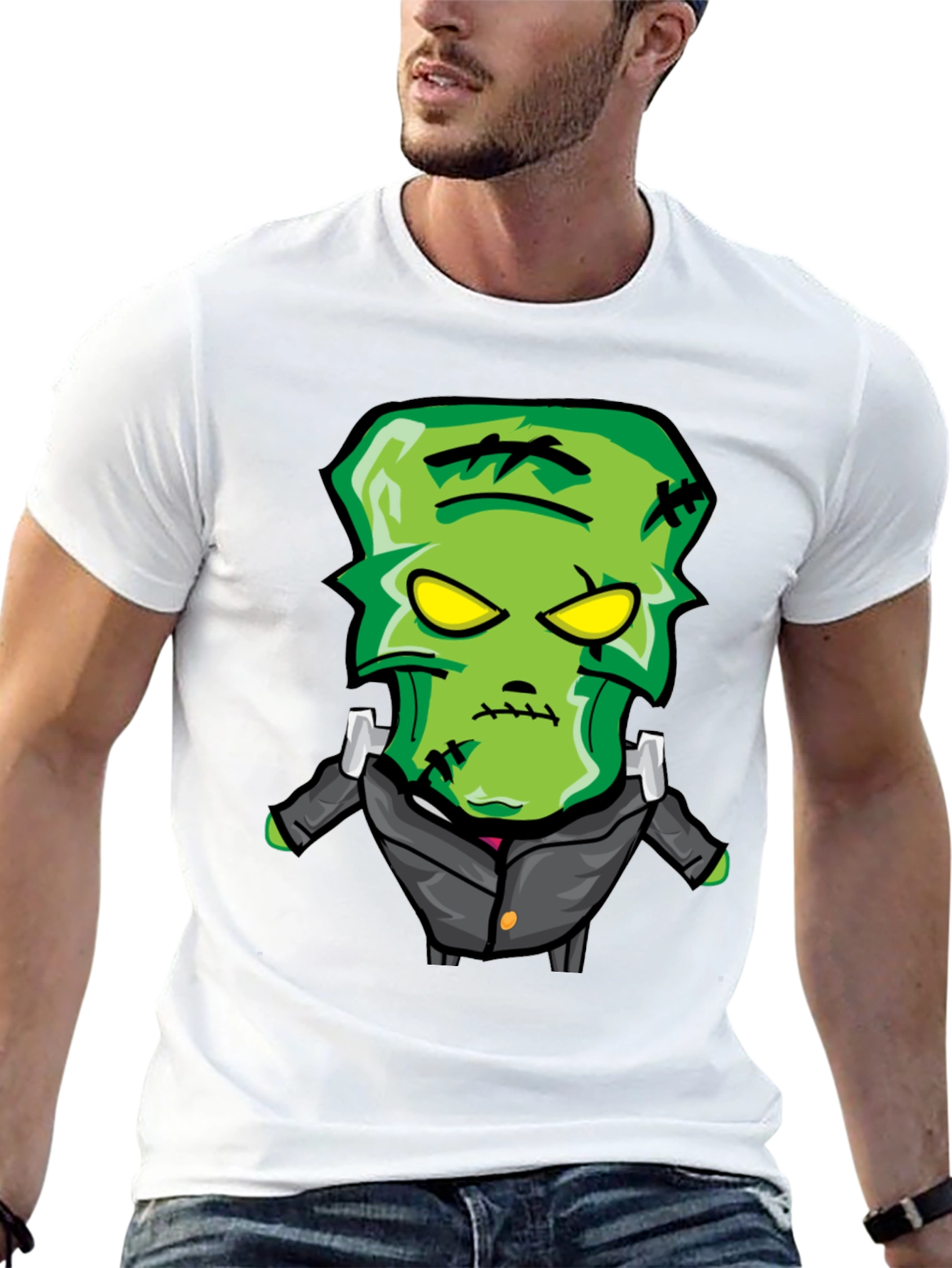 Frankenstein Cartoon Graphic Tee - Black