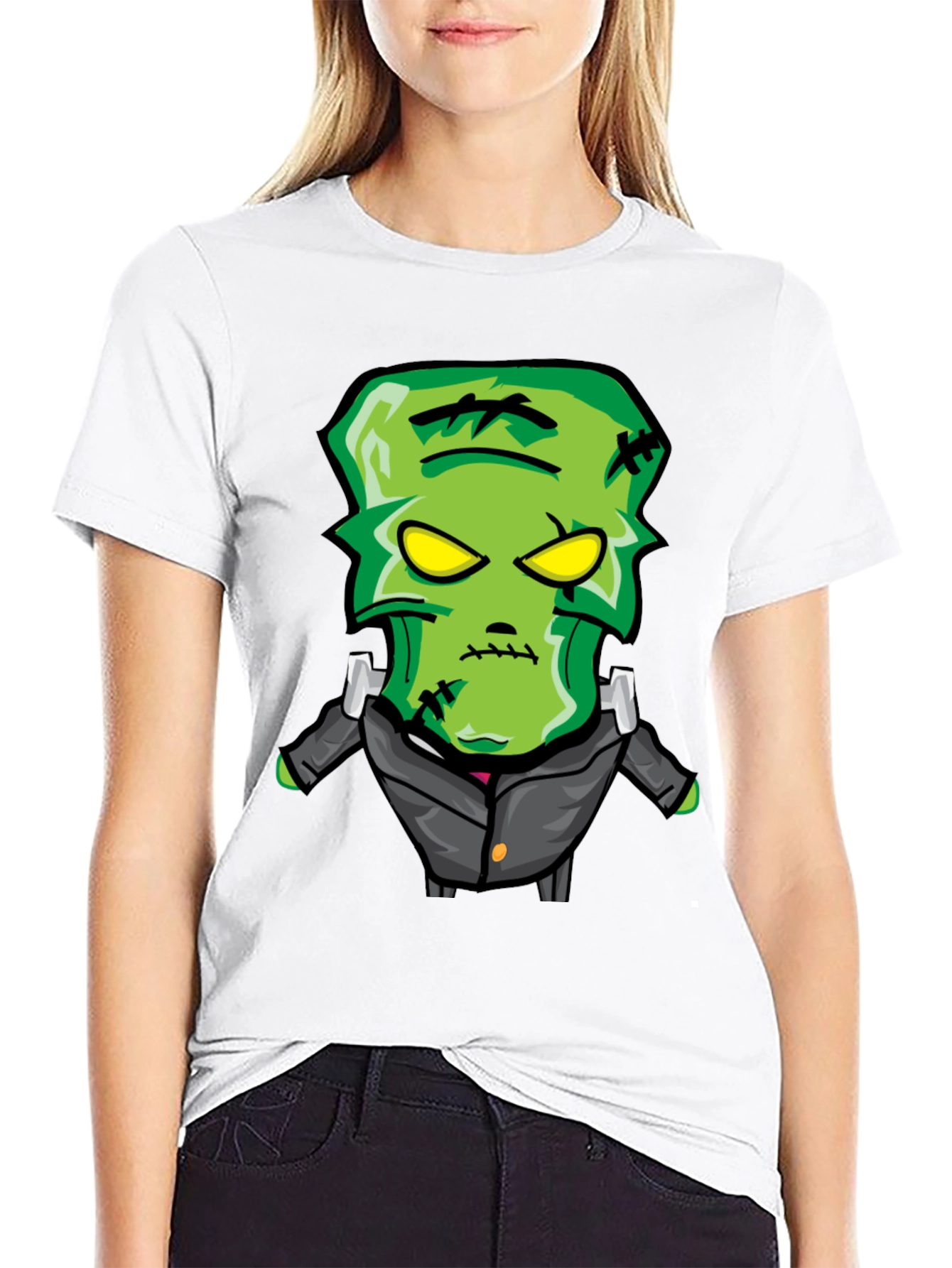 Frankenstein Cartoon Graphic Tee - Black