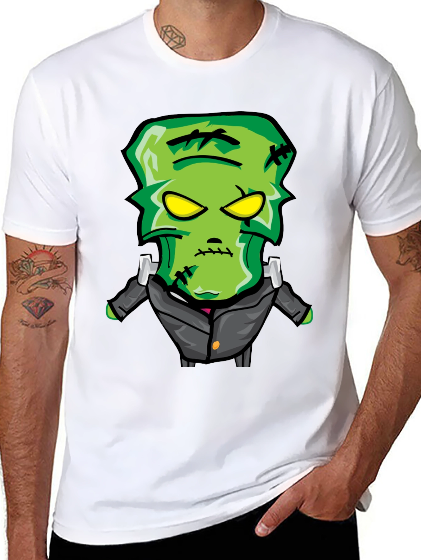Frankenstein Cartoon Graphic Tee - Black
