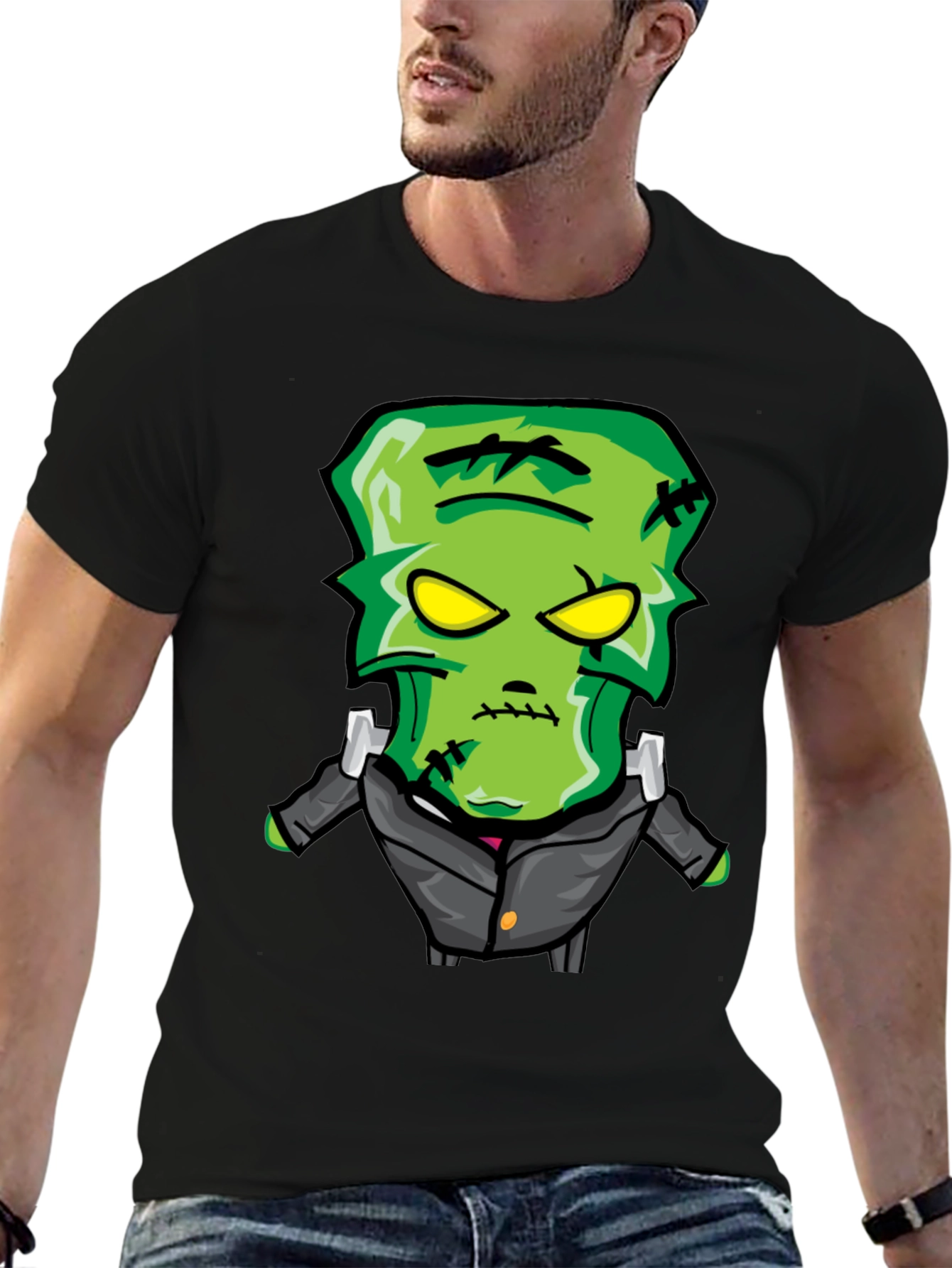 Frankenstein Cartoon Graphic Tee - Black