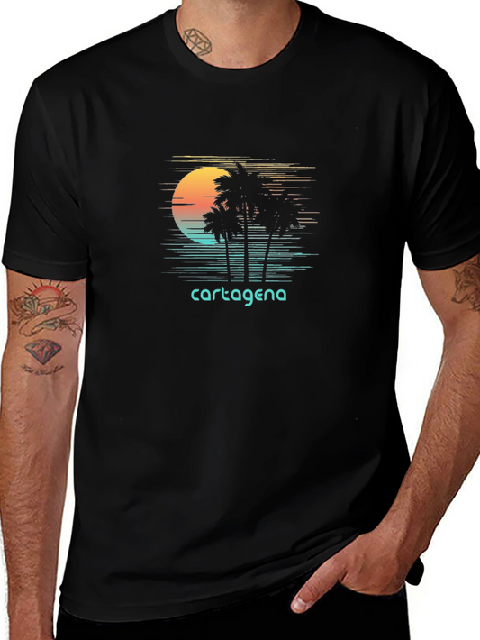 Cartagena Retro Style Black T-Shirt