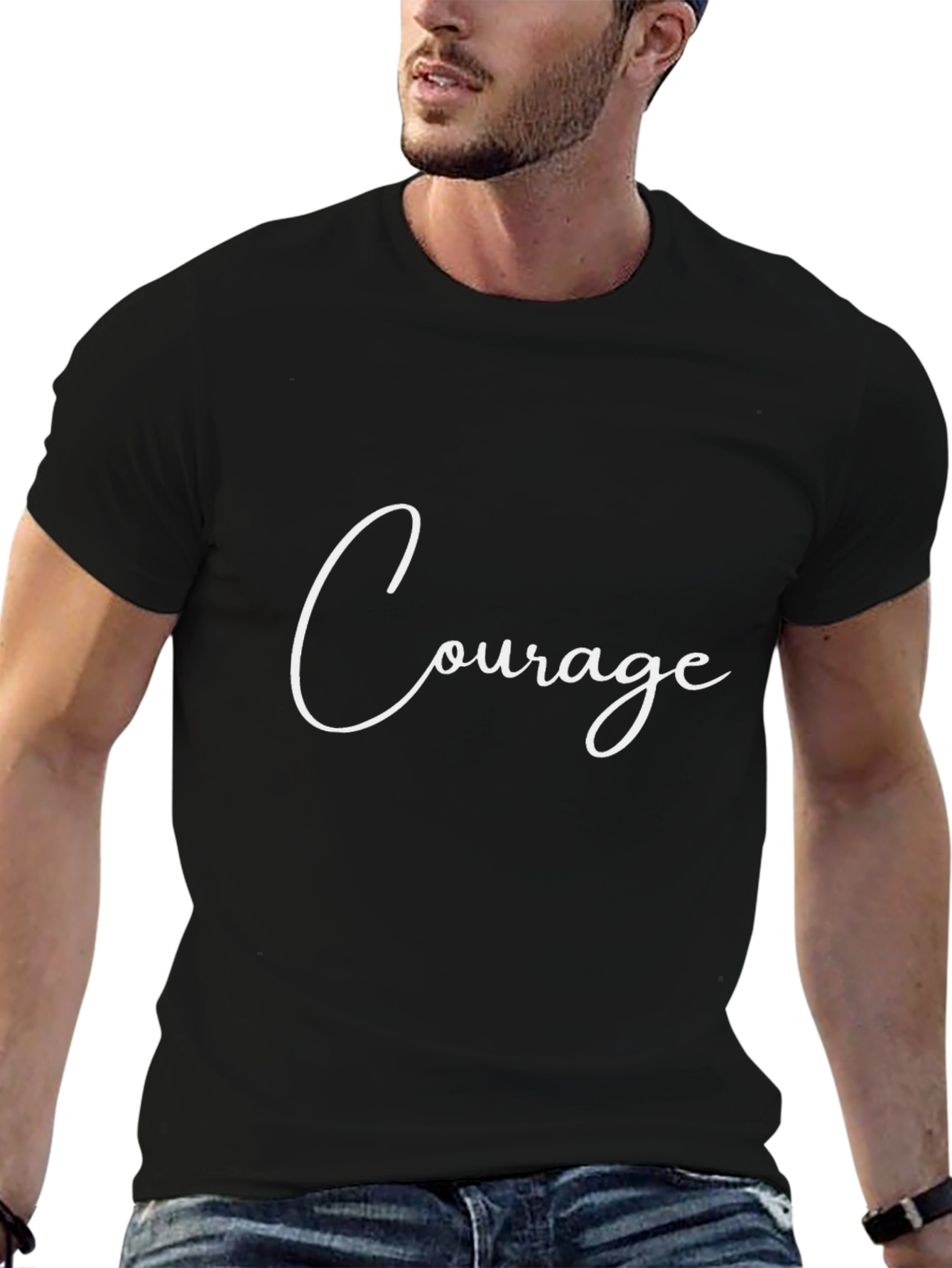 Courage Script Black T-Shirt