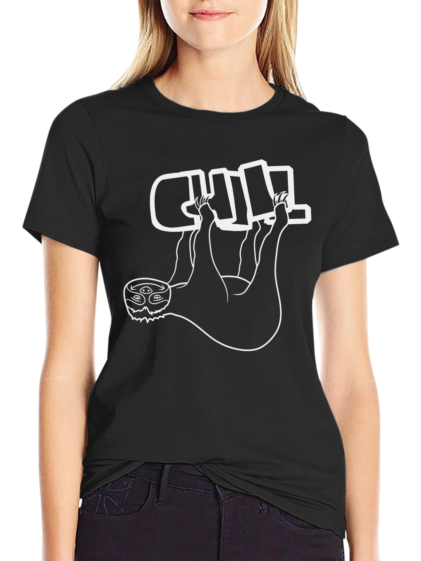 Chill Sloth Black T-Shirt - Relaxed Fit