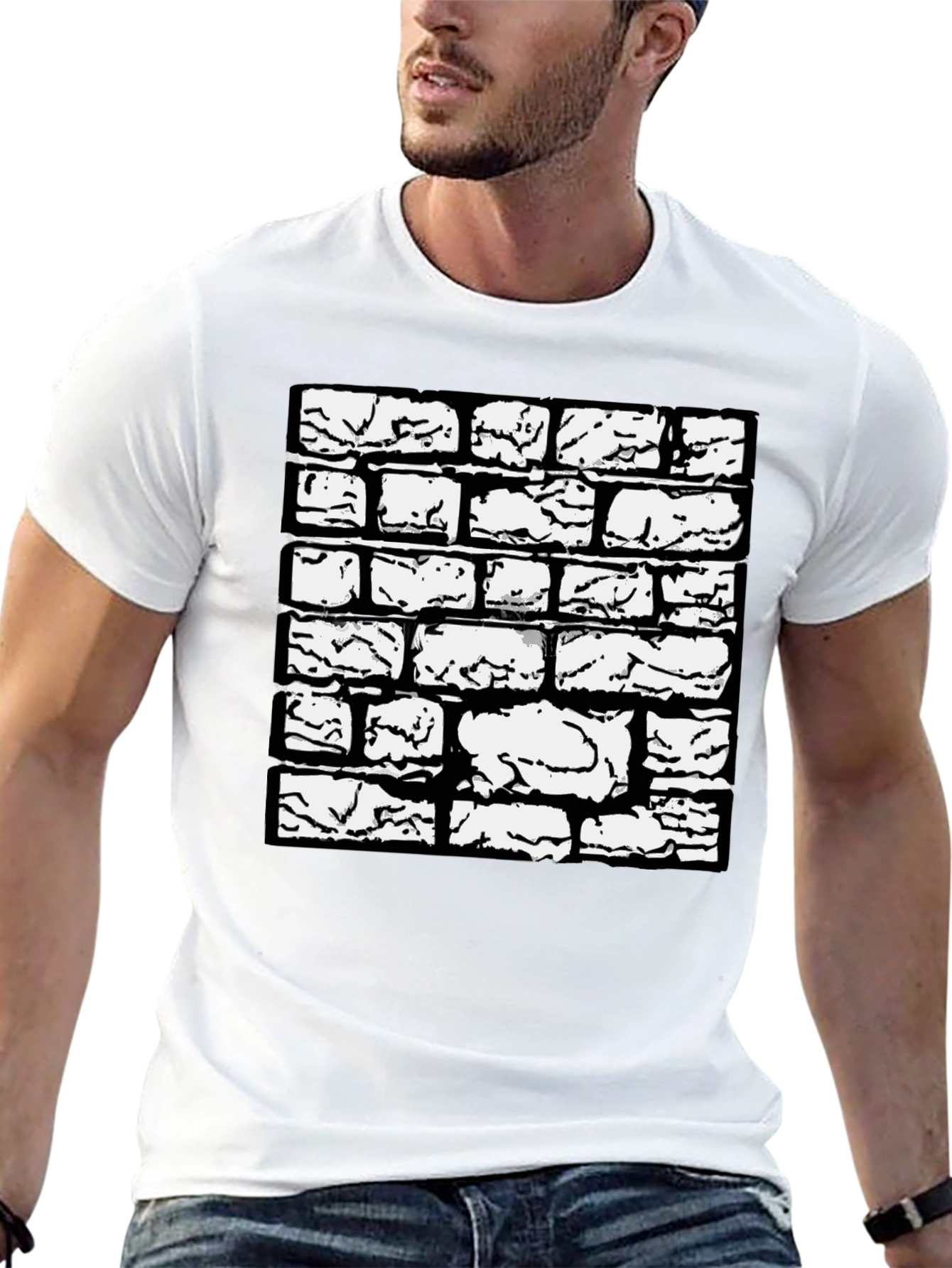 Black Graphic Tee - Brick Wall Design
