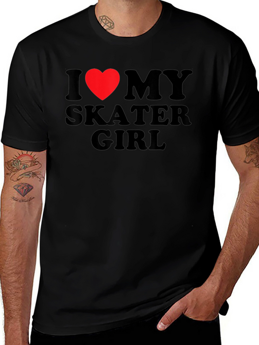 I Heart My Skater Girl T-Shirt - Black Cotton Tee