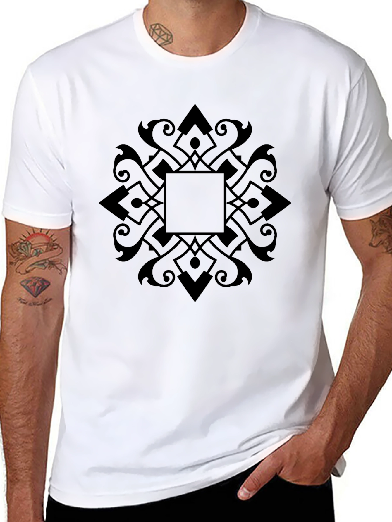 Black Graphic Tee - Geometric Mandala
