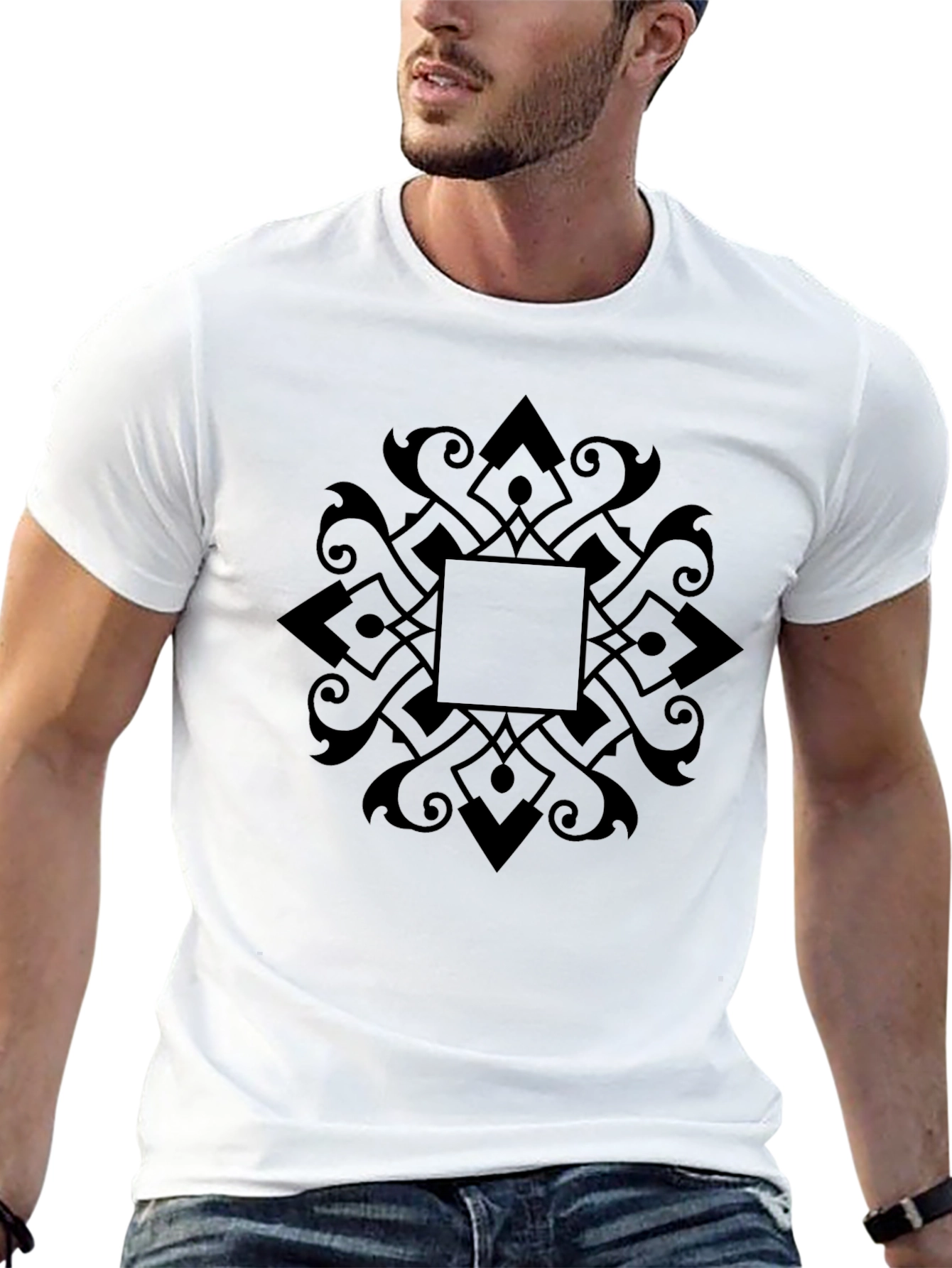 Black Graphic Tee - Geometric Mandala